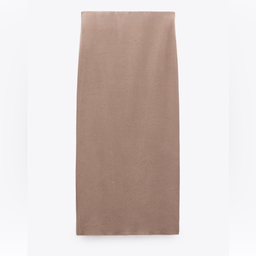 ZARA Soft Midi Maxi Skirt Taupe Brown